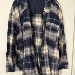 Lane Bryant Navy and Cream Plaid Jacket